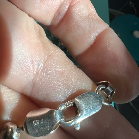 FAS .925 sterling silvered bead necklace size 16 inch. - Picture 4 of 8